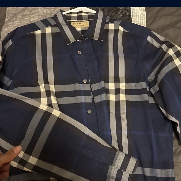 Blue Burberry button up